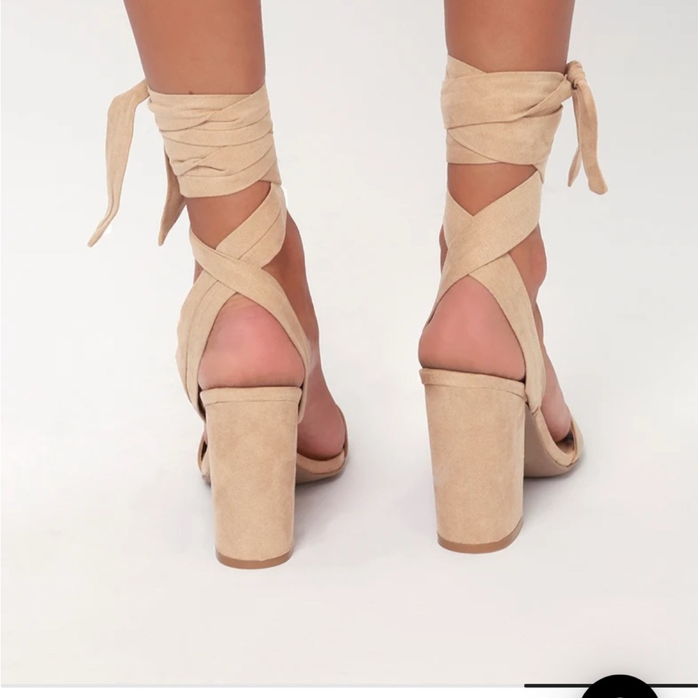 Lulus Alta Natural Suede Heels NWT IN BOX